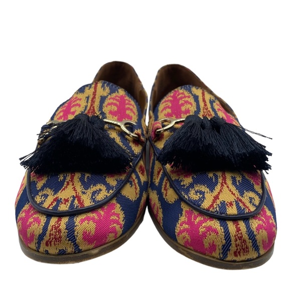 Nine West Womens Loafers Size 6 Blue Pink Slip On Tassel Tapestry Feminine Flats - Picture 7 of 13